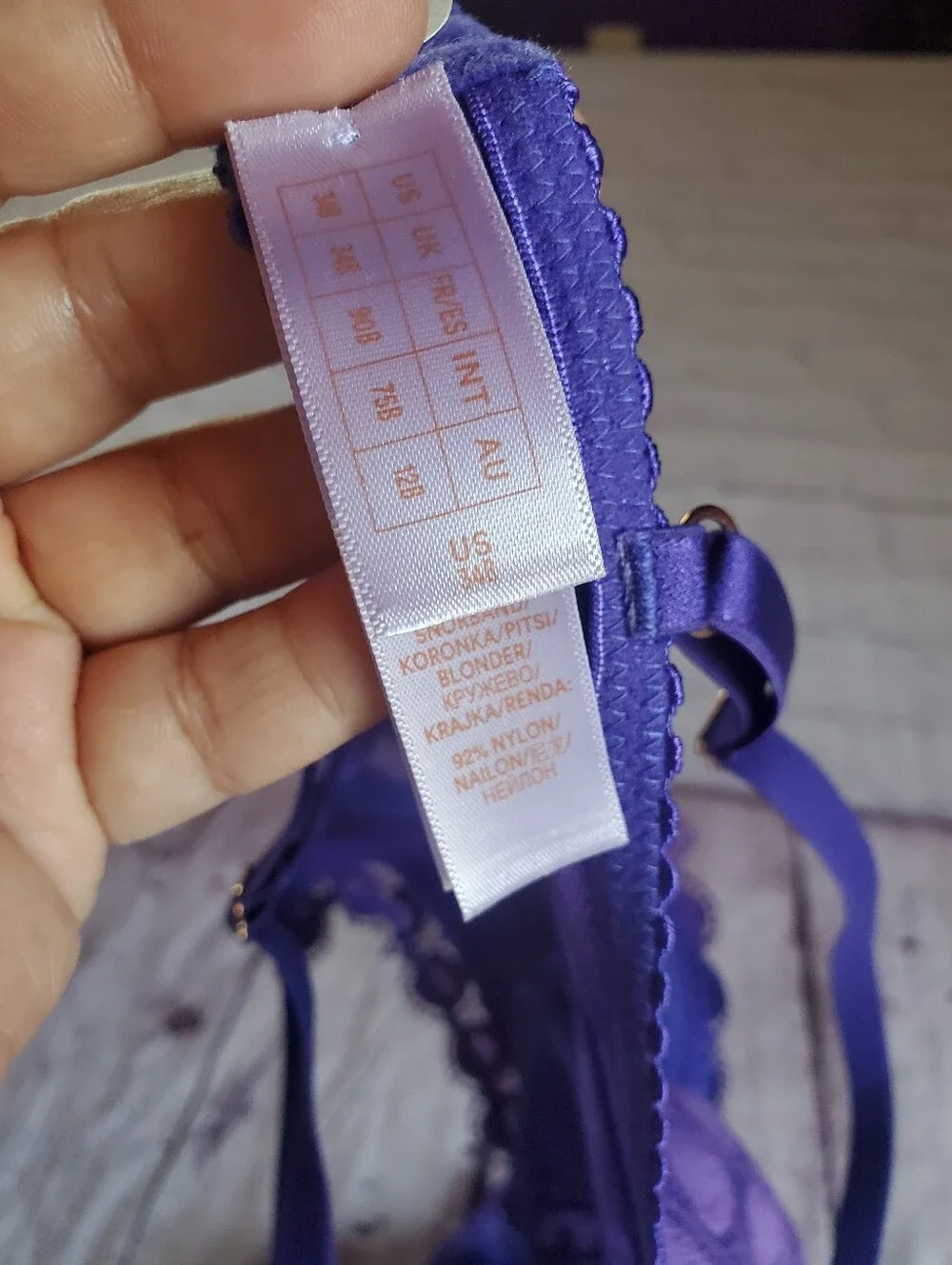 Savage‎ x Fenty Bra- 34B, Thong - Med Purple Lace Trim Underwire Sexy Romantic